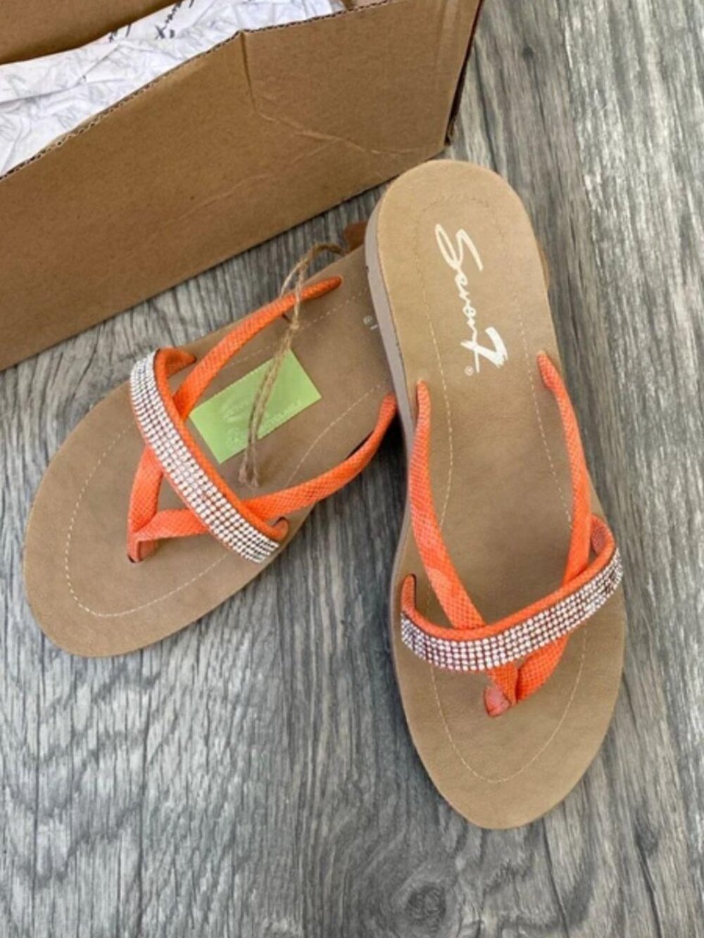 New In Box Seven Sandals W/Rhinestones